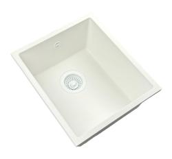 GraniteMy Universele granieten witte spoelbak 34x40 cm wit opbouw onderbouw en vlakbouw met witte plug 1208967146
