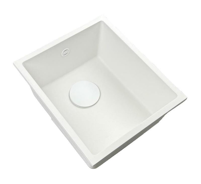 GraniteMy Universele granieten witte spoelbak 34x40 cm wit opbouw onderbouw en vlakbouw met witte plug 1208967146