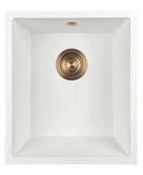 GraniteMy Universele granieten witte spoelbak 34x40 cm wit opbouw onderbouw en vlakbouw met koperen plug 1208967148