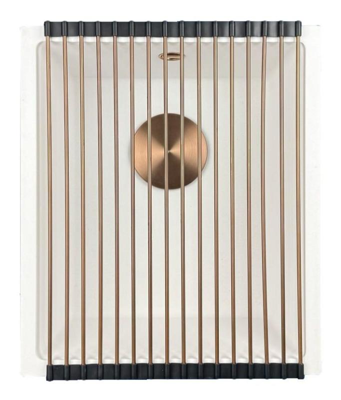 GraniteMy Universele granieten witte spoelbak 34x40 cm wit opbouw onderbouw en vlakbouw met koperen plug 1208967148