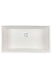 GraniteMy Universele grote witte granieten spoelbak 74x40 cm wit opbouw onderbouw en vlakbouw met witte plug 1208967160
