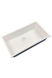 GraniteMy Universele grote witte granieten spoelbak 74x40 cm wit opbouw onderbouw en vlakbouw met witte plug 1208967160