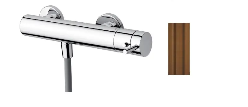 Waterevolution Flow thermostaatkraan voor douche met ronde douchegarnituur PVD geborsteld koper T140TNRCPE