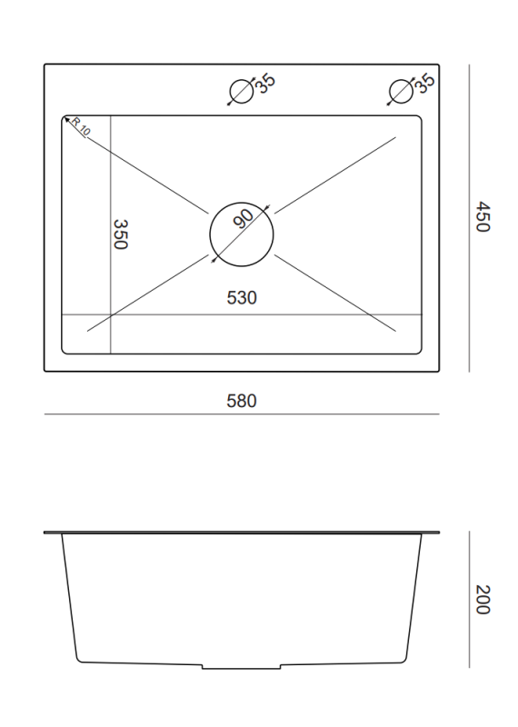 Quadri Dixton 60 RVS zlew 580x450 mm z otworem na baterię i akcesoriami 1208967194