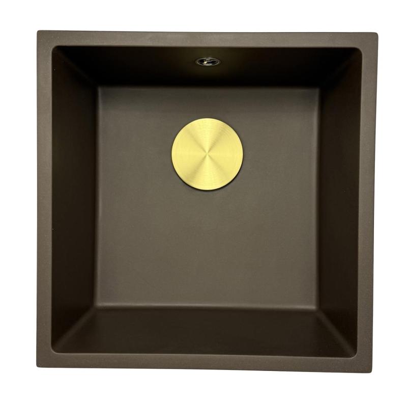 GraniteMy Uniwersalny granitowy zlewozmywak kawiarniany 40x40 cm montaż nablatowy, podblatowy i równy z blatem z korkiem ze stali nierdzewnej 1208967212