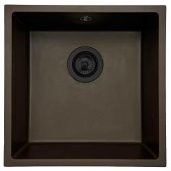 GraniteMy Uniwersalny granitowy zlew kuchenny 40x40 cm do montażu na blacie, pod blatem i zlicowany z blatem z czarnym korkiem 1208967216