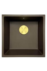 GraniteMy Uniwersalny granitowy zlew kawiarniany 40x40 cm montaż nablatowy, podblatowy i wpuszczany z korkiem odpływowym 1208967218