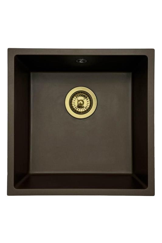 GraniteMy Uniwersalny granitowy zlew kawiarniany 40x40 cm montaż nablatowy, podblatowy i wpuszczany z korkiem odpływowym 1208967218