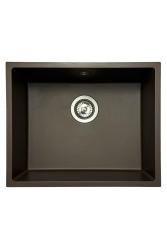 GraniteMy Uniwersalny granitowy zlew kuchenny 50x40 cm do montażu na blacie, pod blatem i na równi z blatem ze stalowym korkiem 1208967227