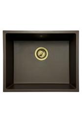 GraniteMy Uniwersalny granitowy zlew kuchenny 50x40 cm, do montażu na blacie, pod blatem i równo z blatem, z korkiem 1208967230