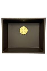 GraniteMy Uniwersalny granitowy zlew kuchenny 50x40 cm, do montażu na blacie, pod blatem i równo z blatem, z korkiem 1208967230