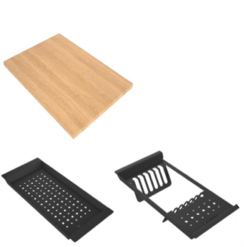 GraniteMy Zlewozmywak granitowy 56x48 cm czarny nakładany z miedzianym korkiem, w zestawie akcesoria 1208967234