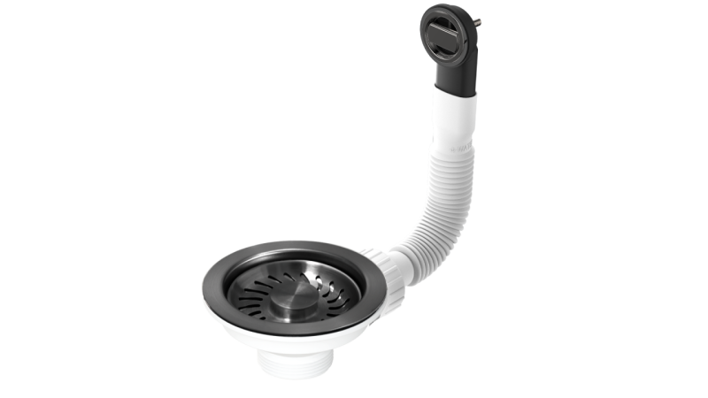 Zestaw korków Granitemy PVD szczotkowany gun metal, zestaw odpływowy do zlewu wraz z przelewem okrągłym i prostokątnym 1208967253