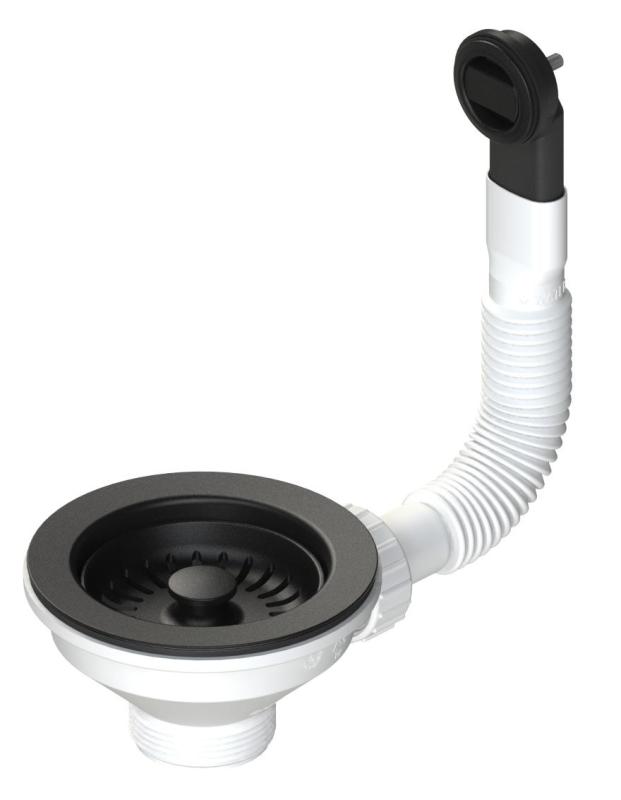 Zestaw korków Granitemy, matowy czarny, zestaw odpływowy do zlewu wraz z przelewem okrągłym i prostokątnym 1208967256