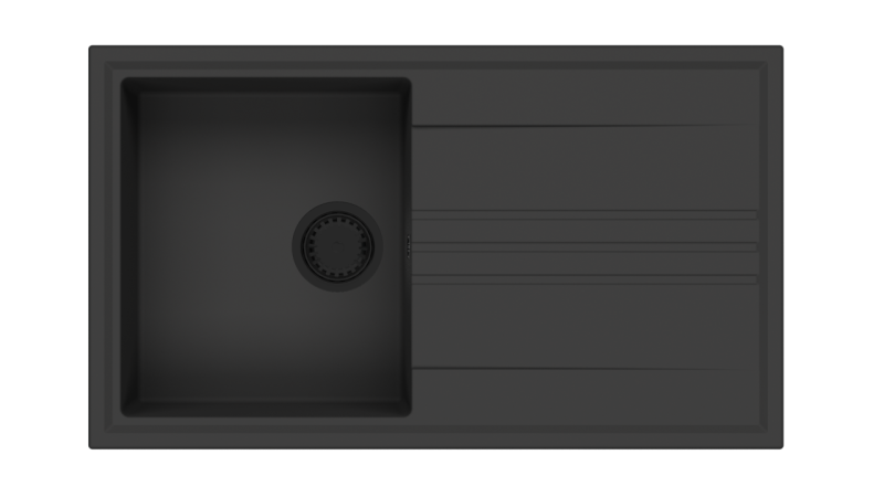 GraniteMy Vesi granitowy górny zlewozmywak czarny 86x50cm z ociekaczem odwracalnym z czarną wtyczką 1208967288