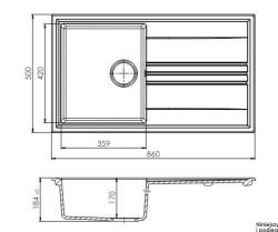 GraniteMy Vesi extra płytki zlewozmywak granitowy nablatowy biały 86x50cm z ociekaczem, odwracalny, z miedzianym korkiem 1208967294