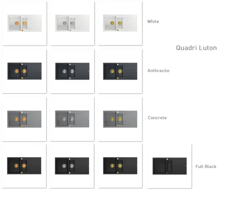 Quadri Luton czarny granitowy zlewozmywak nablatowy z ociekaczem, odwracalny, 100x50cm z miedzianym korkiem 1208967316