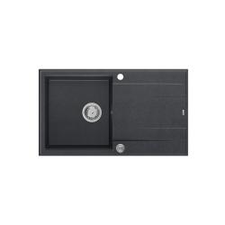 Quadri Luton antracytowy granitowy zlewozmywak nablatowy z ociekaczem odwracalny 86x50cm z korkiem ze stali nierdzewnej 1208967343