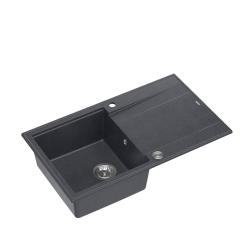 Quadri Luton antracytowy granitowy zlewozmywak nablatowy z ociekaczem odwracalny 86x50cm z korkiem ze stali nierdzewnej 1208967343