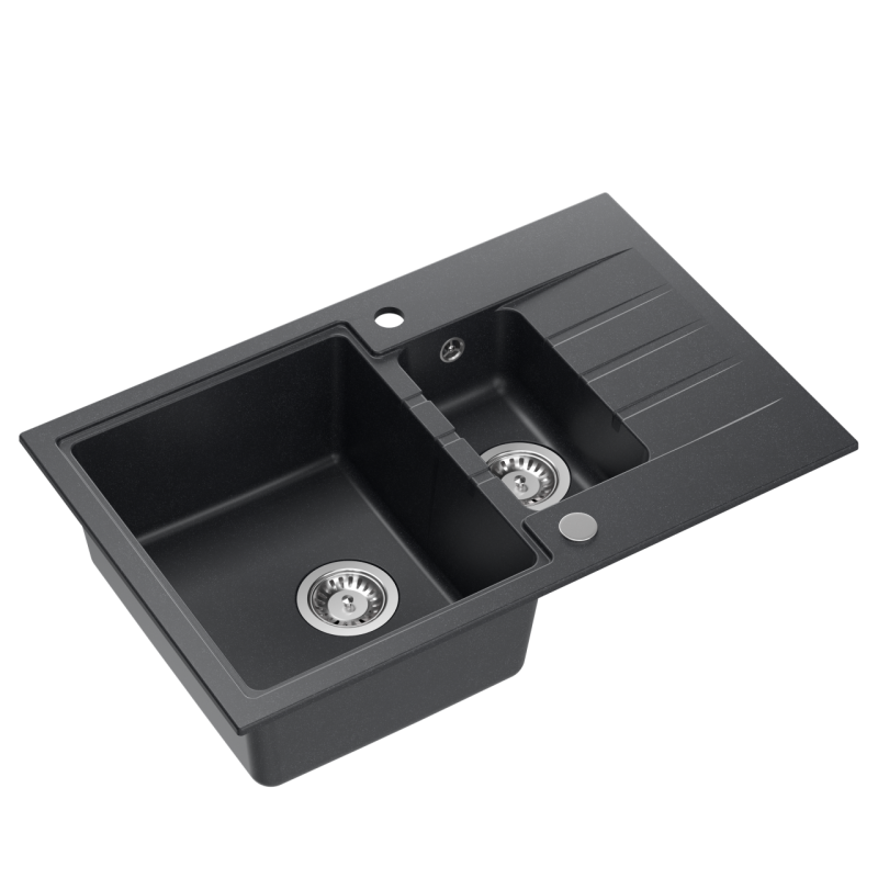 Quadri Cardigan antracytowy 1,5 granitowy zlewozmywak nablatowy z ociekaczem odwracalny 78x50cm 1208967381