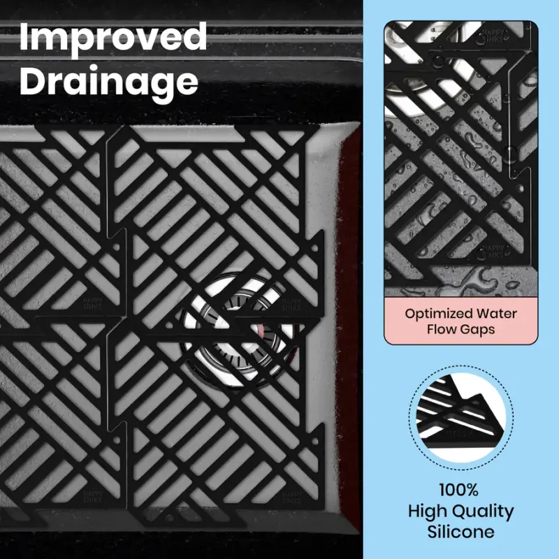 Magisso Happy Sink Puzzel czarne ochraniacze dna 4 sztuki do zlewu czarne 32,5 x 32,5 cm 1208967385