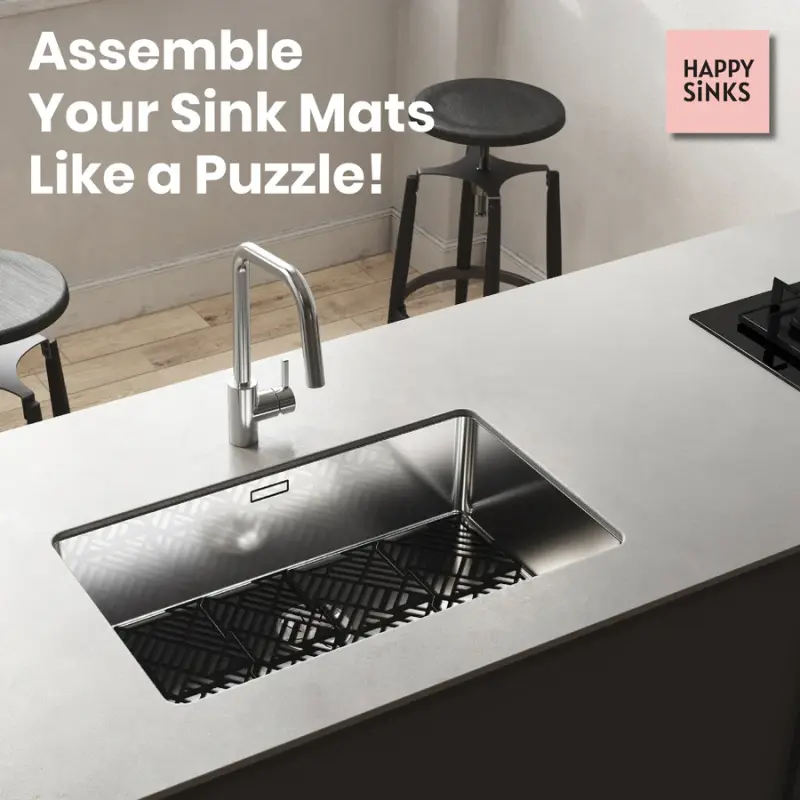 Magisso Happy Sink Puzzel czarne ochraniacze dna 4 sztuki do zlewu czarne 32,5 x 32,5 cm 1208967385