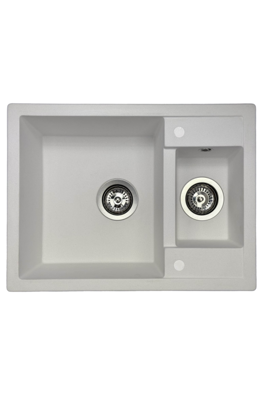 GraniteMy Inteligentny bardzo ondiep 1,5 granitowy biały zlewozmywak nablatowy 58x44cm 1208967418