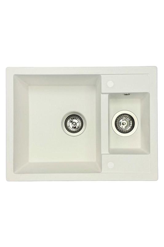 GraniteMy Inteligentny bardzo ondiep 1,5 granitowy biały zlewozmywak nablatowy 58x44cm 1208967418