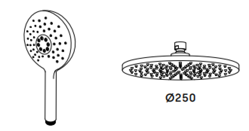 Waterevolution Flow zestaw prysznicowy z deszczownicą matowa biel 250mm T141NR25BR
