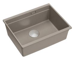 Quadri Newport II granitowy zlew podwieszany taupe 560x450mm z korkiem i pokrywką odpływu ze stali nierdzewnej 1208967453