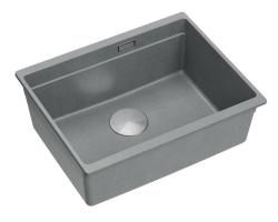 Quadri Newport II granitowa podwieszana szara komora zlewozmywaka 560x450mm z korkiem i odpływem ze stali nierdzewnej 1208967456