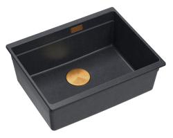 Quadri Newport II granitowy zlew podwieszany antracytowy 560x450mm z miedzianym korkiem i pokrywą odpływu 1208967461