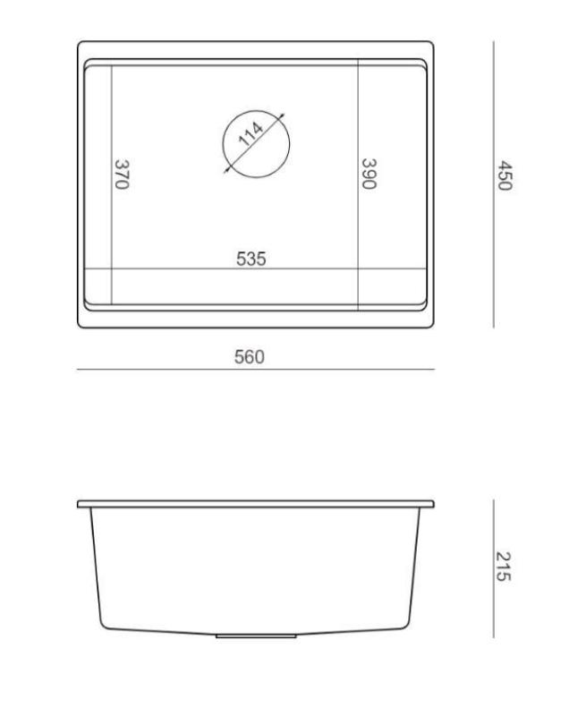 Quadri Newport II granitowy zlew podwieszany antracytowy 560x450mm z miedzianym korkiem i pokrywą odpływu 1208967461