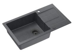 Quadri Sutton XL granitowy zlewozmywak nablatowy antracytowy 78x45cm z ociekaczem odwracalnym z czarnym korkiem 1208967494