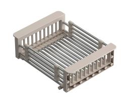 Quadri Uniwersalny, wysuwany kosz na resztki, koszyk ze stali nierdzewnej z beżowymi uchwytami, szerokość 225 mm, 1208967544.