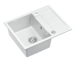 Quadri Dalton biały granitowy zlew nablatowy z ociekaczem 62x50cm z odpływem ze stali nierdzewnej 1208967573