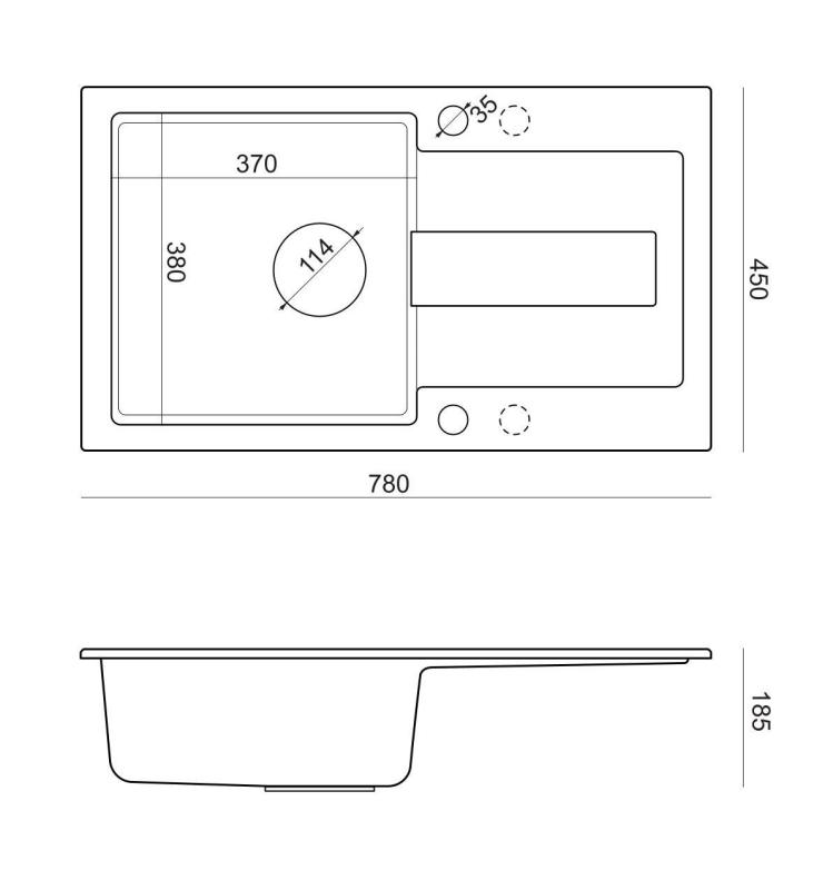 Quadri Sutton beżowy piaskowy granitowy zlewozmywak nablatowy 78x45cm z ociekaczem, odwracalny, z beżowym korkiem 1208967579