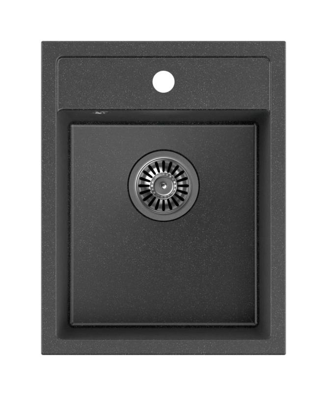 Quadri Londen granit antracyt zlew 39x50cm z otworem na baterię, montaż nablatowy 1208967584