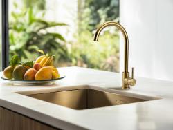 Zlew Pure.Sink Prestige 34x40 cm PVD Złoto 10 mm promień podwieszany, montaż na równi z blatem i nablatowy PPG3440-60.