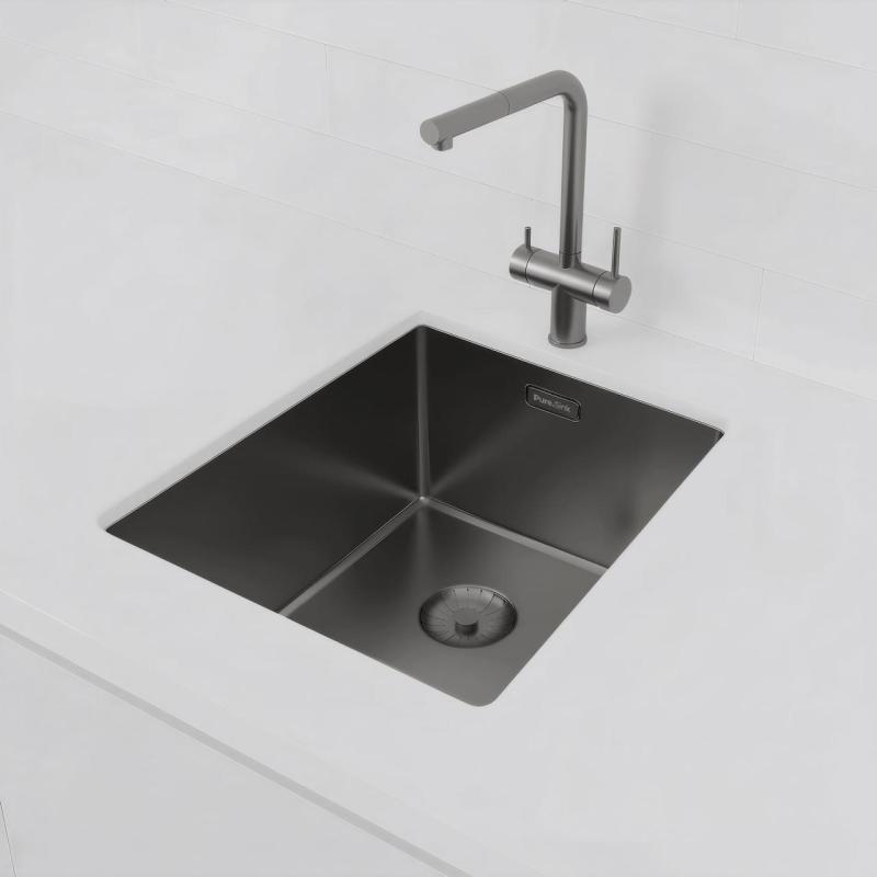 Pure.Sink Prestige zlew PVD gun metal 34x40 cm 10mm promień podwieszany, wpuszczany i nakładany PPG3440-61