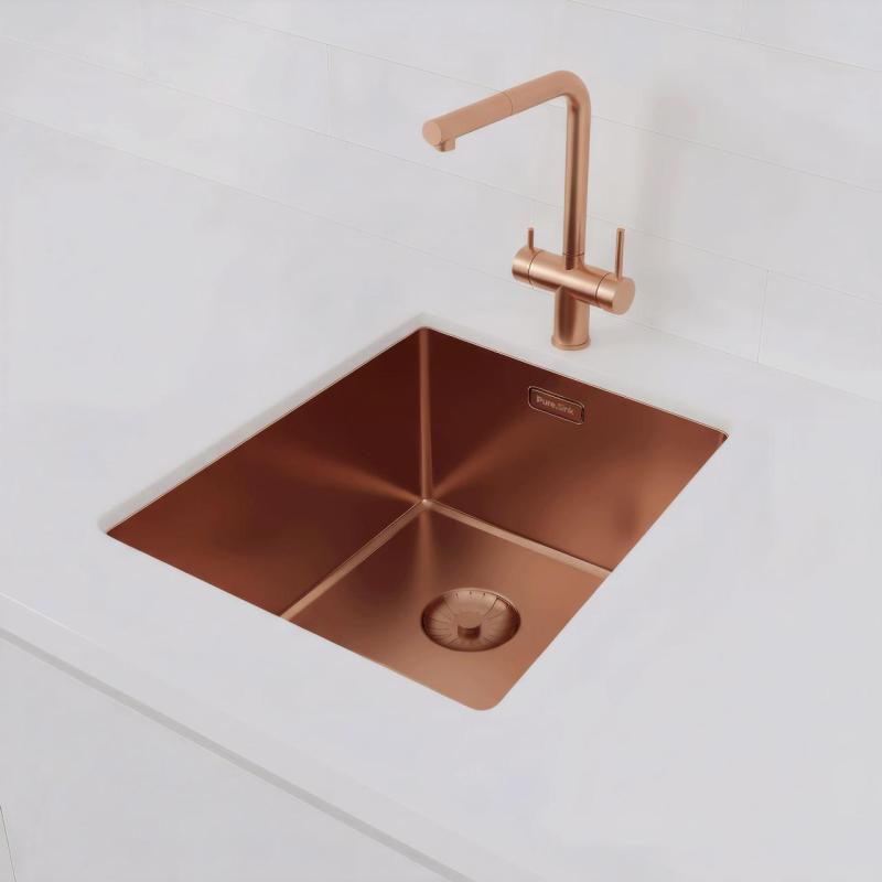 Pure.Sink Prestige zlewozmywak 34x40 cm PVD Miedź 10 mm promień montaż podwieszany, wpuszczany i nakładany PPG3440-62