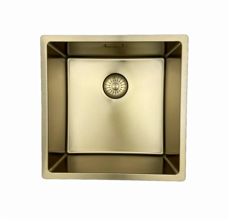 Pure.Sink Prestige zlewozmywak 40x40 cm PVD Złoty 10mm promień do montażu podwieszanego, wpuszczanego i nablatowego PPG4040-60
