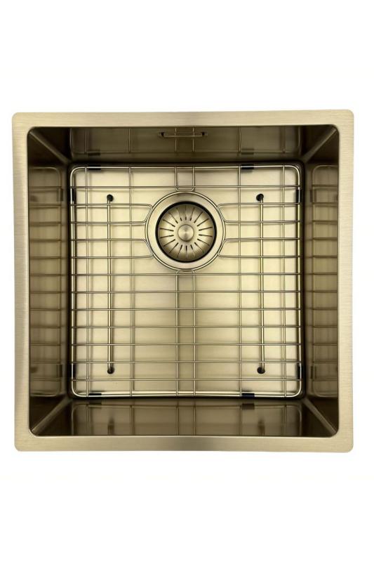 Pure.Sink Prestige zlewozmywak 40x40 cm PVD Złoty 10mm promień do montażu podwieszanego, wpuszczanego i nablatowego PPG4040-60