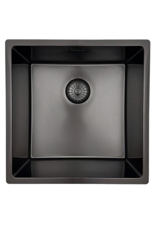 Pure.Sink Prestige zlew 40x40 cm PVD Gun Metal promień 10 mm montaż podwieszany, wpuszczany i nablatowy PPG4040-61.