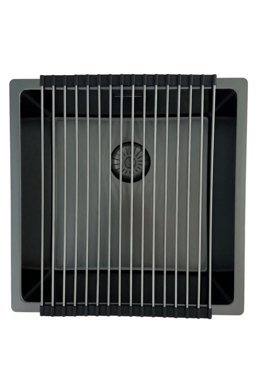 Pure.Sink Prestige zlew 40x40 cm PVD Gun Metal promień 10 mm montaż podwieszany, wpuszczany i nablatowy PPG4040-61.