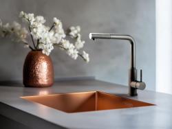 Pure.Sink Prestige zlew 40x40 cm PVD Miedź promień 10 mm do montażu podblatowego, wpuszczanego i nakładanego PPG4040-62