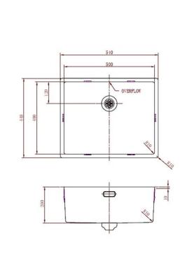 Pure.Sink Prestige zlew 50x40 cm PVD Złoto, promień 10 mm, montaż podwieszany, wpuszczany i nablatowy PPG5040-60