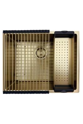 Pure.Sink Prestige zlew 50x40 cm PVD Złoto, promień 10 mm, montaż podwieszany, wpuszczany i nablatowy PPG5040-60