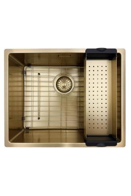 Pure.Sink Prestige zlew 50x40 cm PVD Złoto, promień 10 mm, montaż podwieszany, wpuszczany i nablatowy PPG5040-60