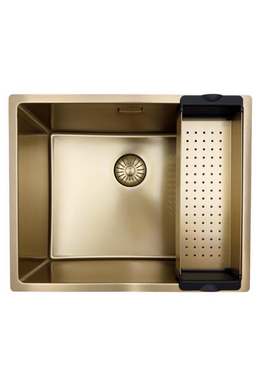 Pure.Sink Prestige zlew 50x40 cm PVD Złoto, promień 10 mm, montaż podwieszany, wpuszczany i nablatowy PPG5040-60